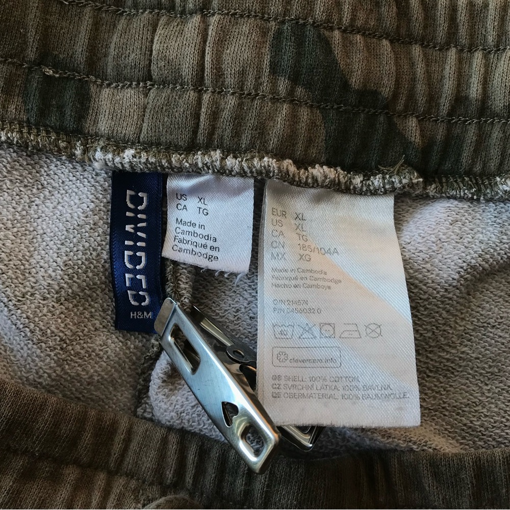 H&M Divided Men’s XL Army Green Camouflage Casual Athletic Drawstring Shorts EUC - Picture 12 of 13